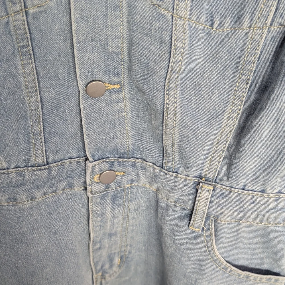 Denim Short Sleeve Jumpsuit Romper XL - Picture 4 of 5